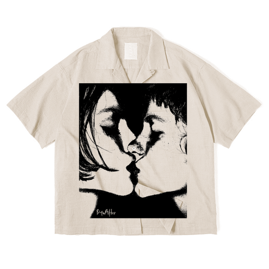 B4NAFTER “Kiss Study” Cuban Collar Shirt